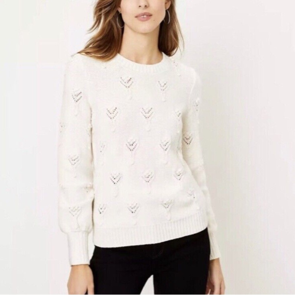 NWT LOFT Bobble Pointelle Sweater